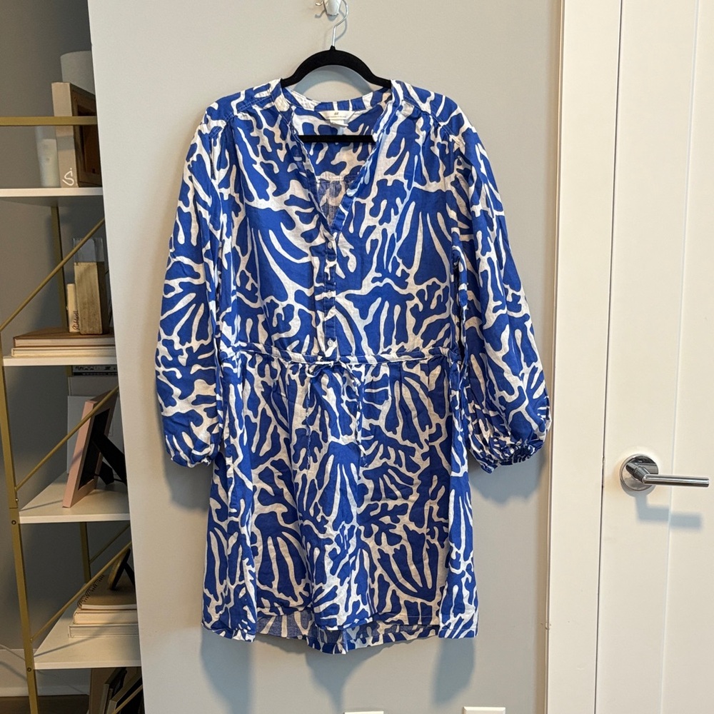H&M Blue and White Mini Dress